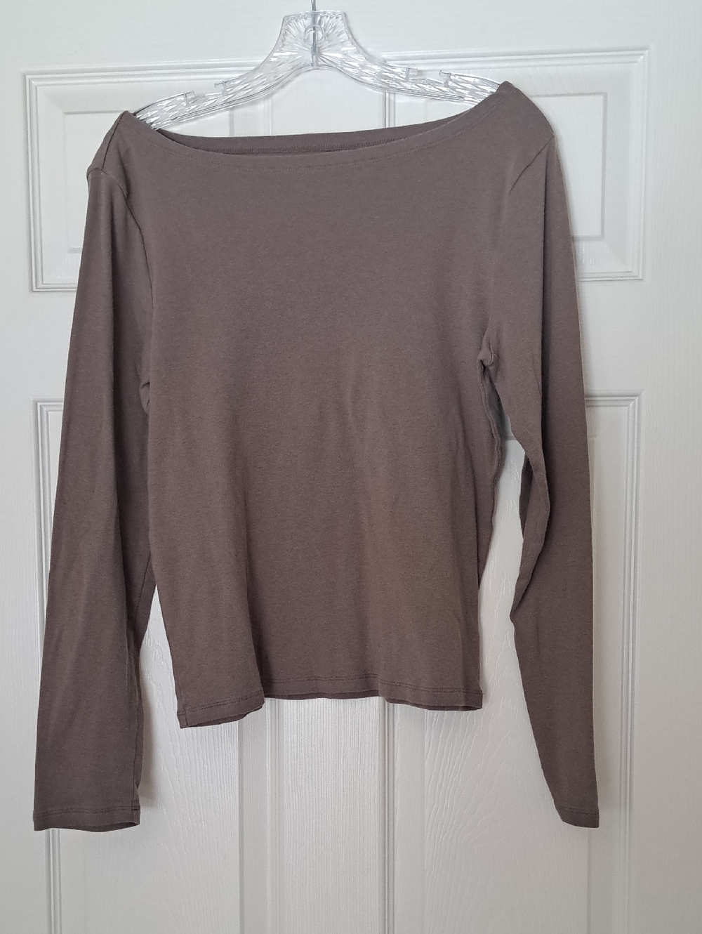 GAP Boatneck Long Sleeve Top - Taupe Brown